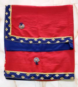 😍♥️Beautiful Red Blue Saree😍♥️