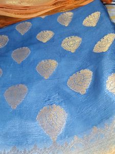 Elegant Blue &amp; Gold Saree