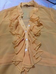Yellow Sheer Ruffle Blouse