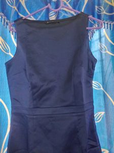 Navy Blue Satin Dress