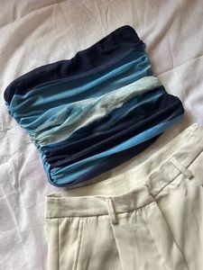 Blue Mesh Tube Top