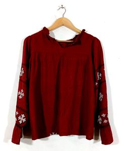 Not In My SizeMaroon Printed Top (Women)