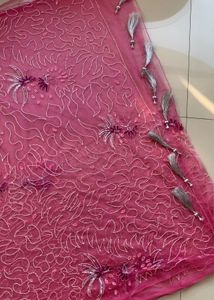 Pink Embroidered Saree &amp; Blouse Set