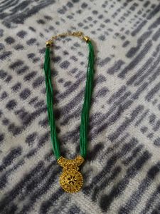 Handcrafted Ethnic Green Thread Necklace Set