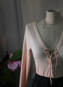 Ribbed Lace-Up Bodysuit