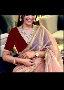 New Silk Nylon Saree With Velvet Blouse Piece