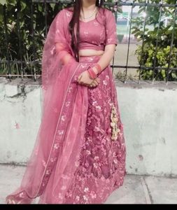 Dusty Rose Embroidered Lehenga