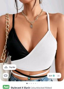 Black &amp; White Tie Tank Top