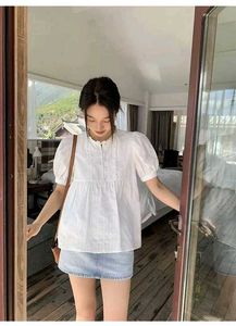 White puff sleeve Collared Top