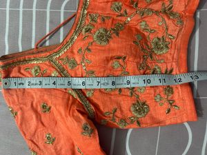 Orange Embroidered Blousewith Lehanga