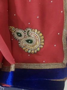 Rust Pink Embellished Saree with Blouse