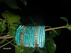 Teal Beaded Bangle Bracelet