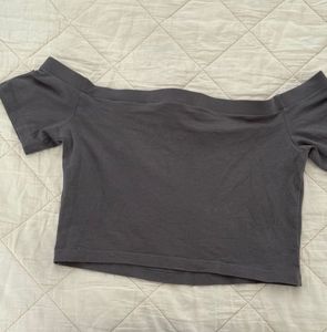 Gray Off-Shoulder Top
