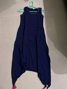 Navy Blue Handkerchief Hem Dress