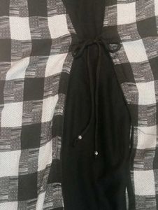 Layered Black And White Maxi dress/Long Kurthi-M