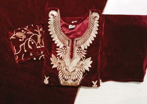 Elegant Pink Velvet Kurta Set