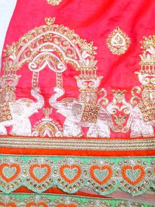 Designerhalf And Half Net Saree.with Blouse