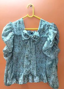 Floral Bow Full Sleeve Top