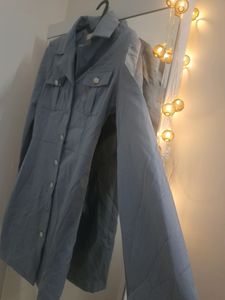 Powder Blue Korean Dress With Shoulder Pads