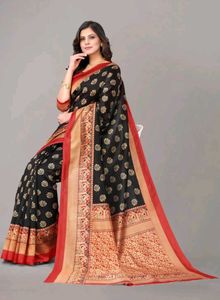 Elegant Black &amp; Red Saree