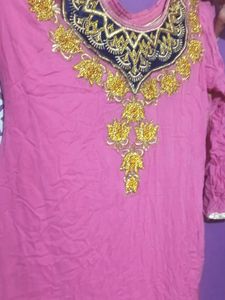 Pink Embroidered Kurti