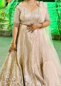 Golden lehanga, party wear lehanga