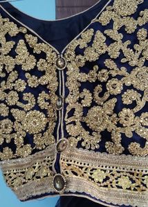 Blue and Gold Embroidered Lehenga