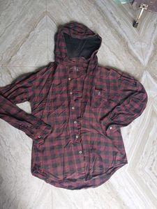 Checkered Flannel Hoodie Shirt