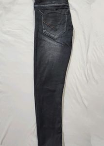 Dark Grey Regular Fit Distressed Jeans