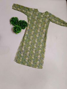 Green Floral Printed Kurti Set with Dupatta