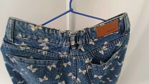 Trendy Bow Print Denim Jeans