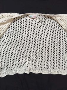Crochet Front Knit Tie Cardigan(XS)