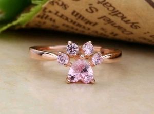 Two Rings Pink Paw And White Flower