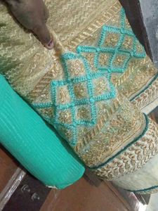 Elegant Turquoise &amp; Gold Saree