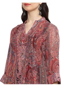 Women’s Maroon Paisley Print Straight Kurta