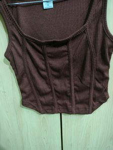 Brown 🤎 Crop N Sleeves Top