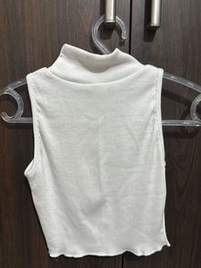 White High Neck Top