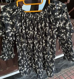 Floral Pleated Off-Shoulder Stylish Top