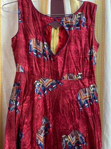 Red and Blue Ethnic gown with Back design