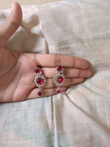 Red Stone drop Earrings
