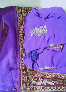 Purple Embroidered Saree