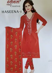 Combo Semi-stitched Suit With Stones Work