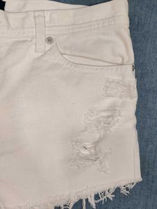 London Jean White Distressed Shorts