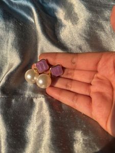 Pearl &amp; Lilac Drop Earrings