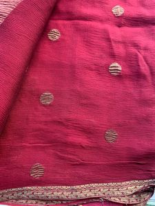 Maroon And Gold Chiffon Saree