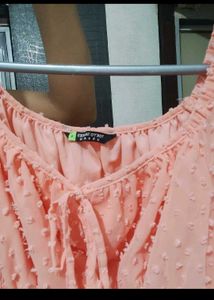 Tokyo Talkies Peach Swiss Dot Dress