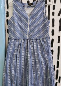 Zink London Blue Embroidery A-Line Dress