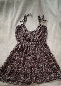 Midnight Blossom Tiered Mini Dress