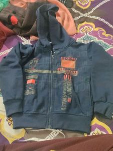 Kids Blue Graphic Print Hoodie