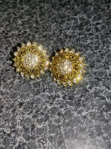 Gold Tone Multi-Gem Dangle Earrings